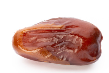 Dry dates isolated on white background. Top view. Flat lay pattern.