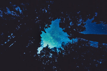 The magical star scapes of the Milky Way over the gorgeous island of Bowen close to the city centre of Vancouver British Columbia Canada.  Night Sky Photography.