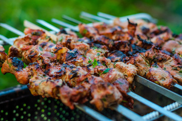 barbecue pork on the grill