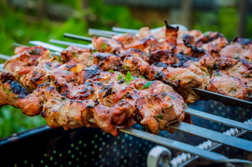 barbecue pork on the grill