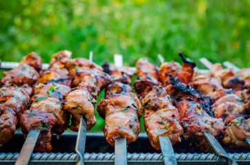 barbecue pork on the grill