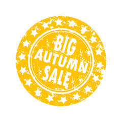 Big autumn sale, promotion advertising stamp