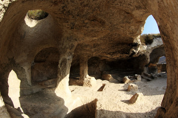 Mountain. Cave city Eski-Kermen VI-XIV centuries, Crimea, Russia