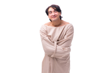 Young mad man isolated on white