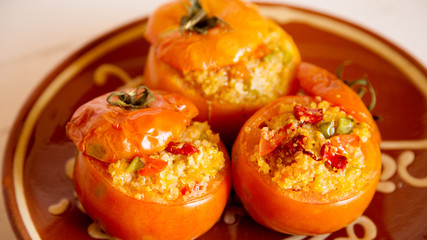 Stuffed tomatoes, vegetarian dish.