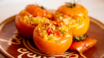 Stuffed tomatoes, vegetarian dish.