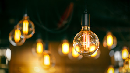 antique style light bulbs , warm light