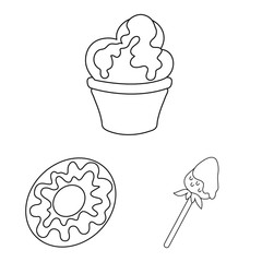 Vector illustration of sweet and product icon. Set of sweet and caramel stock vector illustration.