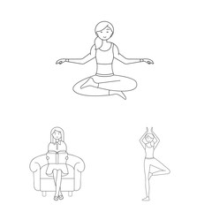 Isolated object of posture and mood symbol. Set of posture and female stock symbol for web.