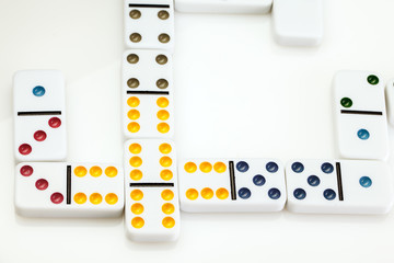 Domino isolated on white background photo for your leisure projects or board games publications. Closeup.