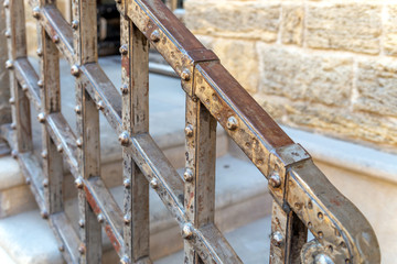 Metal railings with rivets