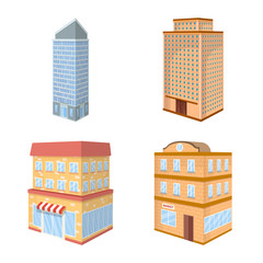 Vector illustration of city and build symbol. Collection of city and apartment stock vector illustration.