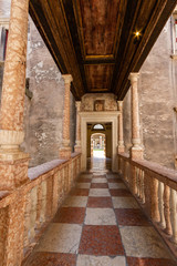 Hallway toward courtyard in Buonconsiglio Castle