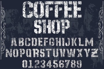 Vintage typeface Font handcrafted vector named vintage coffee shop
