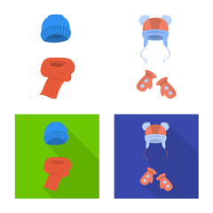 Vector illustration of clothes and texture symbol. Set of clothes and weather vector icon for stock.