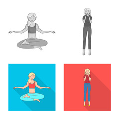 Vector illustration of posture and mood symbol. Collection of posture and female stock symbol for web.