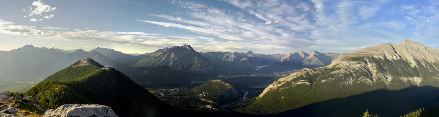 Beautiful view of the mountains around Banff Gondola in the Rocky Mountains, Banff National Park, Alberta, Canada.