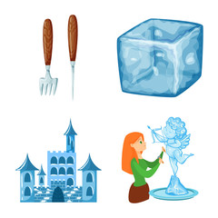 Vector illustration of frost and water symbol. Collection of frost and wet stock symbol for web.