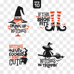 Set of silhouettes Halloween icons with quote for party decoration and cutting sticker