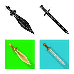 Vector illustration of game and armor logo. Set of game and blade stock symbol for web.