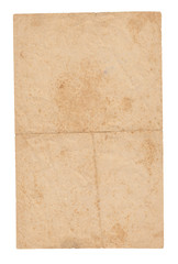 Texture old paper with traces of scuffs and stains. Isolated on white.