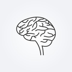 Brain line icon. Human mind sign. Side view. Vector illustration.