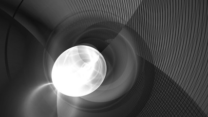 Abstract black white futuristic background. Smooth rotation of lines. Universal banner.Triangular background. Wallpaper. Business. 3D rendering.