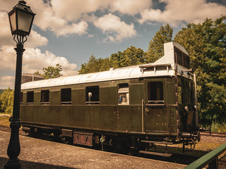 Obraz premium View on a retro train in Szentendre, Hungary