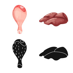 Vector illustration of product and poultry logo. Set of product and agriculture stock symbol for web.