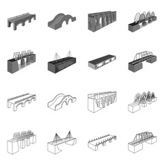 Vector illustration of connection and design logo. Collection of connection and side stock symbol for web.