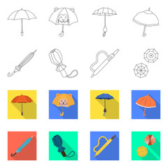 Vector illustration of protection and closed icon. Set of protection and rainy stock vector illustration.