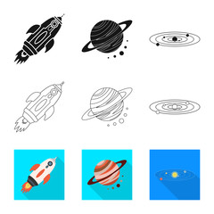 Vector illustration of astronomy and technology icon. Set of astronomy and sky stock vector illustration.