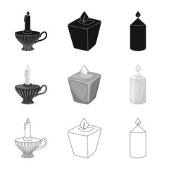 Vector illustration of relaxation and flame icon. Set of relaxation and wax vector icon for stock.