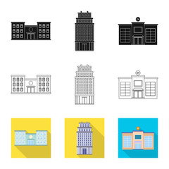Vector illustration of municipal and center symbol. Set of municipal and estate stock vector illustration.