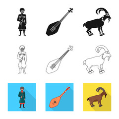 Isolated object of culture and sightseeing symbol. Set of culture and originality stock symbol for web.