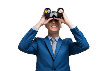 Businessman using binoculars