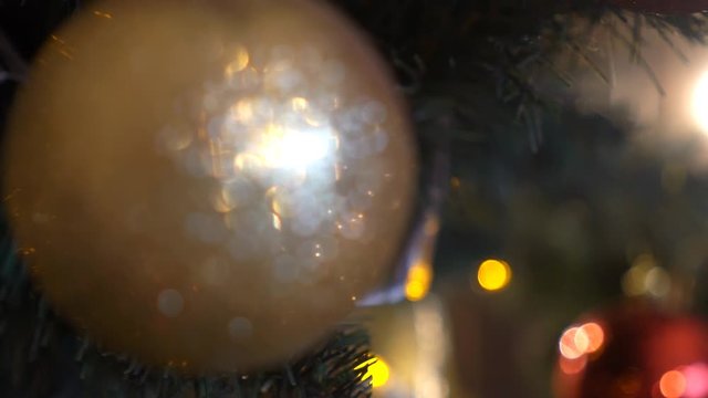 Ball On Christmas Tree Branch.