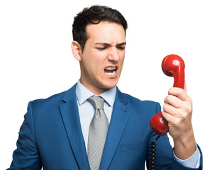 Angry businessman on the phone