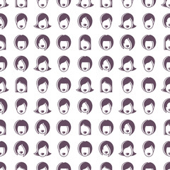 Seamless pattern with female heads