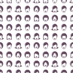 Seamless pattern with female heads
