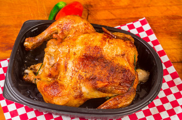 Overhead View of Pre-cooked Chicken flavored with Hatch Peppers and Baked to Perfection