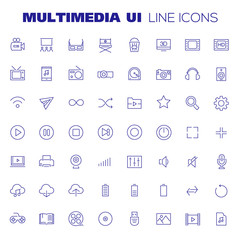 Trendy flat design big Multimedia icons set