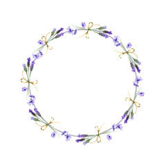 Fototapeta na wymiar round frame with a bouquet of lavender-2