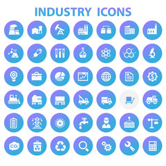 Trendy flat design big Industry icons set