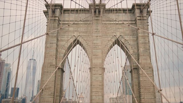 Brooklyn Bridge, sightseeing of Manhattan, travel around New York. 