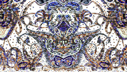 Traditional oriental paisley pattern. Floral wallpaper.