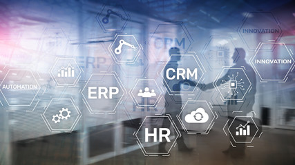 ERP, Business innovation concept on blurred background.