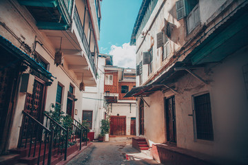 Zanzibar, Tanzania. Streets, buildings and architectural details of the old historic center of the...