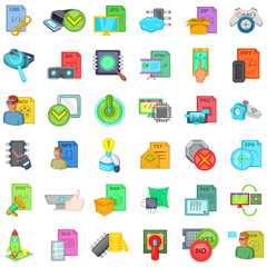 Cyber information icons set. Cartoon set of 36 cyber information vector icons for web isolated on white background
