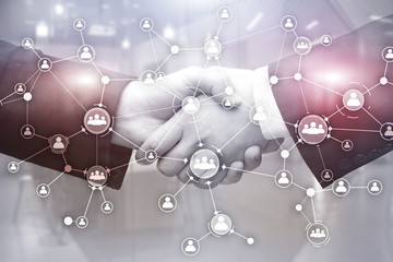 Social network structure. Icon people. Business connections concept.